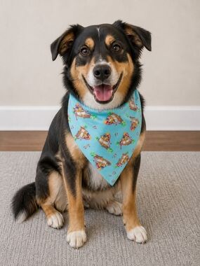 Dog Bandana Scarf - Light Blue Floral Print